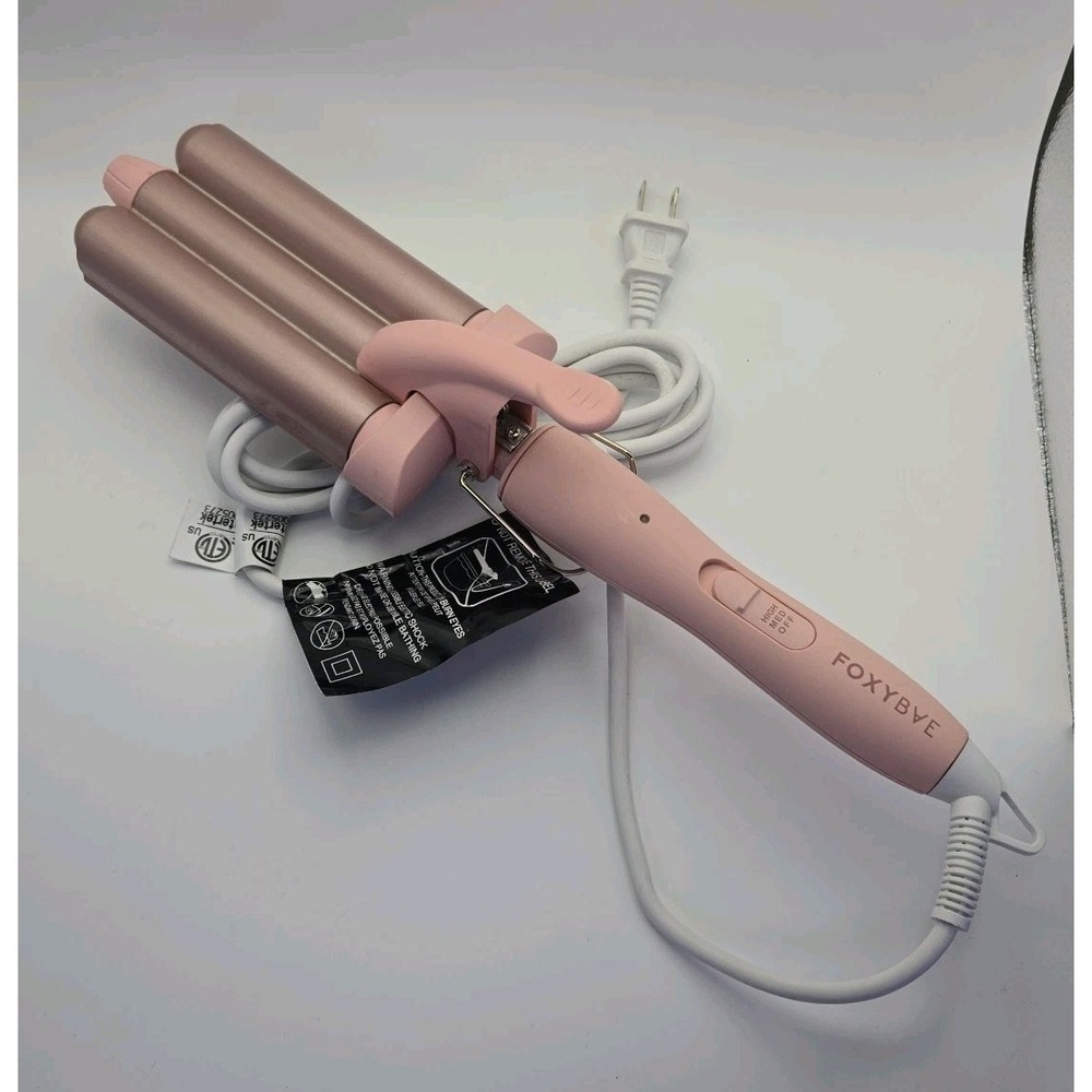 FoxyBae Blush Wavy Baby Triple Waver 3 Barrel with Tourmaline-Infuse No Box